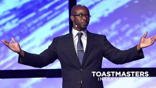 Aaron Beverly speaking at World Championship of Public Speaking